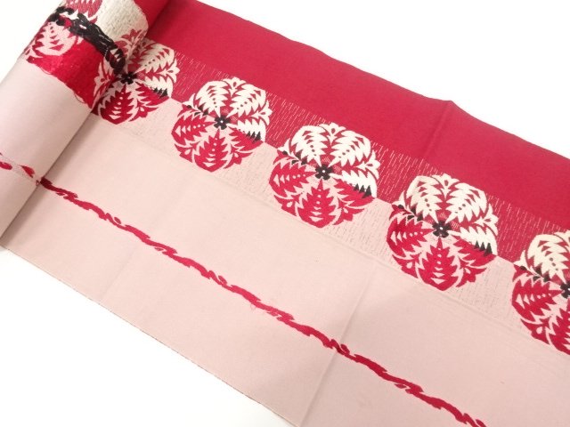 JAPANESE KIMONO / ANTIQUE STRIPED / WOVEN FLORAL PATTERN / 8-SUN OBI F